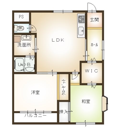 スリーパイン 201号室 間取り