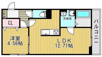 The Bonds　北中小路 202号室 間取り