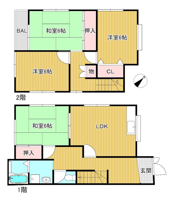 五個荘北町屋貸家 間取り