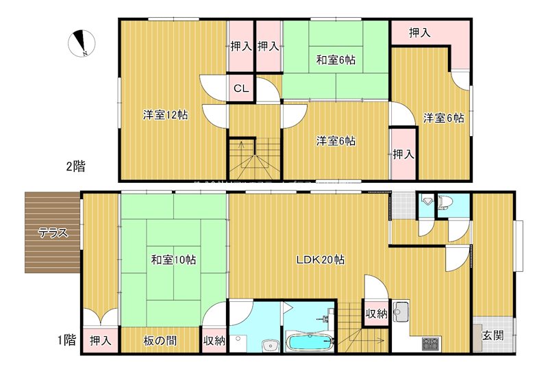 愛荘町愛知川貸家 間取り図