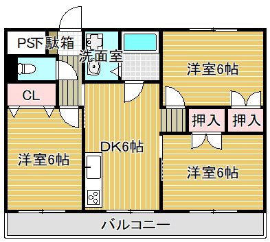 ソレイユ千 6-3号室 間取り