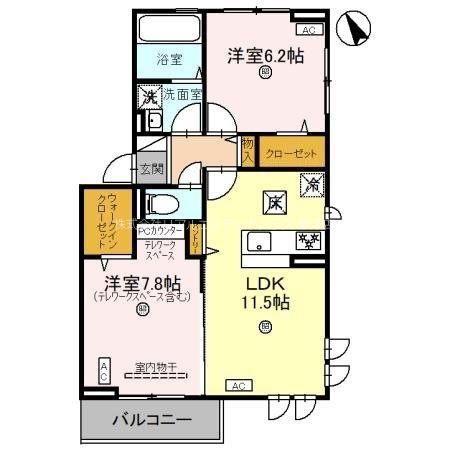 グランコンフォール神ノ川 101号室 間取り