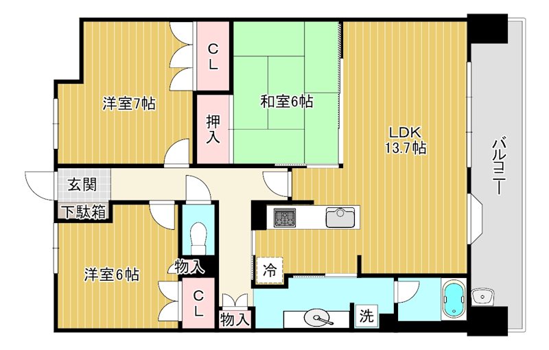 リーデンススクエア栗東 1405号室 間取り