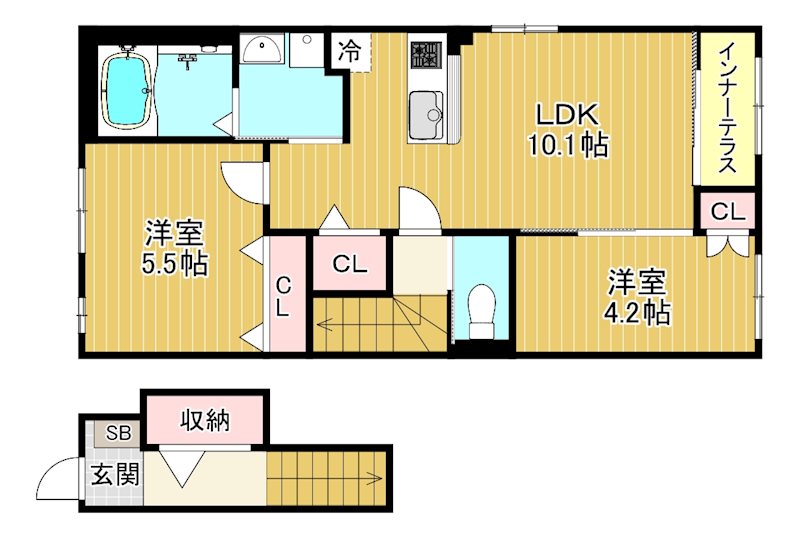 コンフォート三雲 201号室 間取り