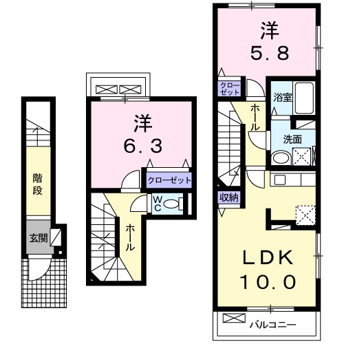 アマルフィ近江八幡Ⅰ 203号室 間取り