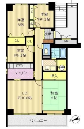 グランドメゾン守山１号棟 1406号室 間取り