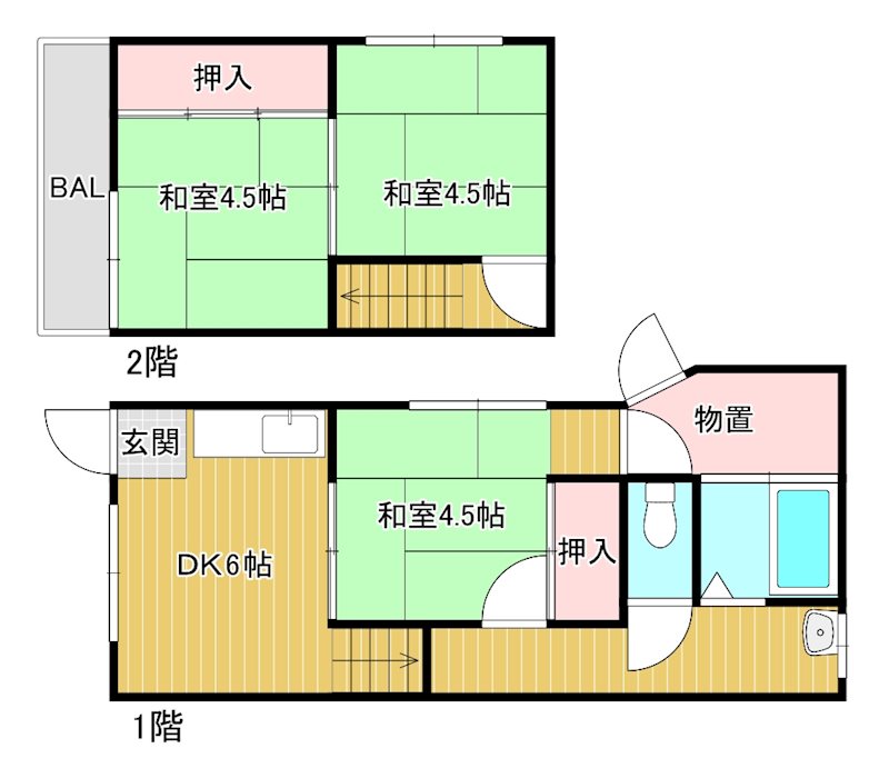 河村アパート 2号室 間取り