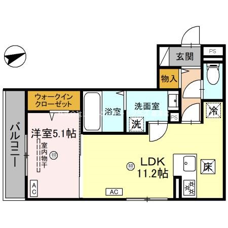 メゾンクレール安養寺 102号室 間取り