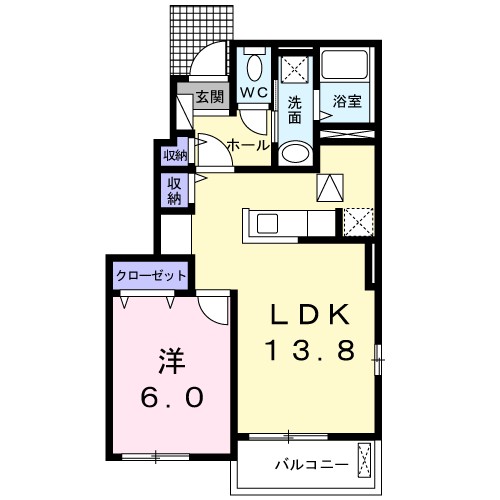 Ｌａｋｅ　Ｗｅｓｔ　西の湖　Ⅱ 101号室 間取り