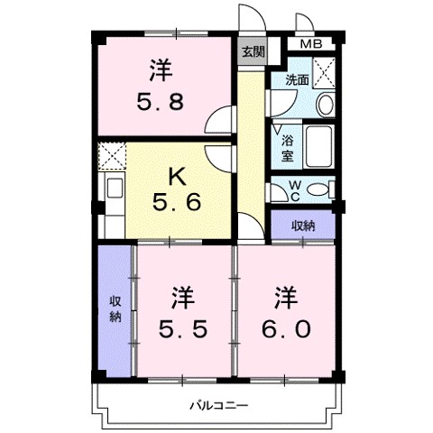 クレストコート 305号室 間取り