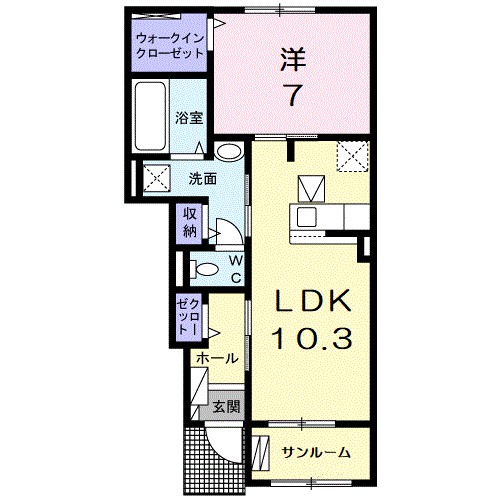 ヴィラ　ココール　Ⅱ 103号室 間取り