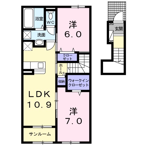 フローラ愛知川 202号室 間取り