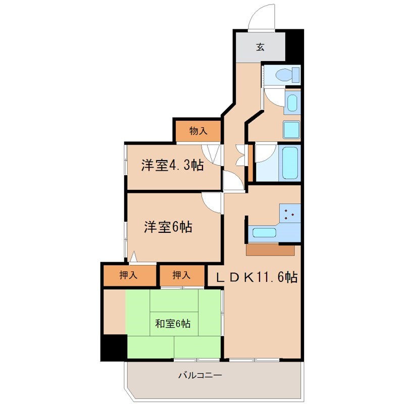 コスモ守山 305号室 間取り