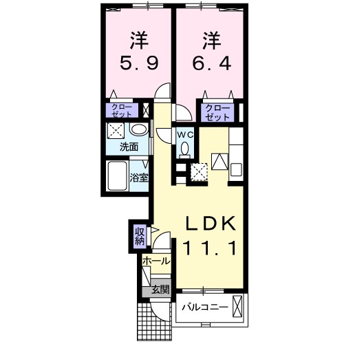 アンシャンテ 104号室 間取り
