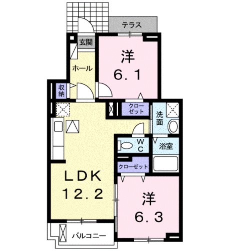 リクソーレⅧ　Ｂ 102号室 間取り