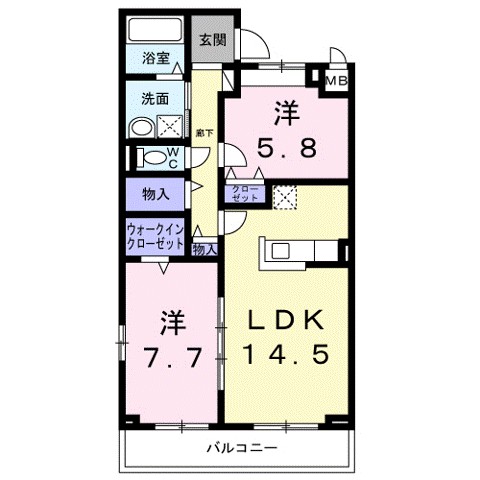 妙光寺アパート 212号室 間取り