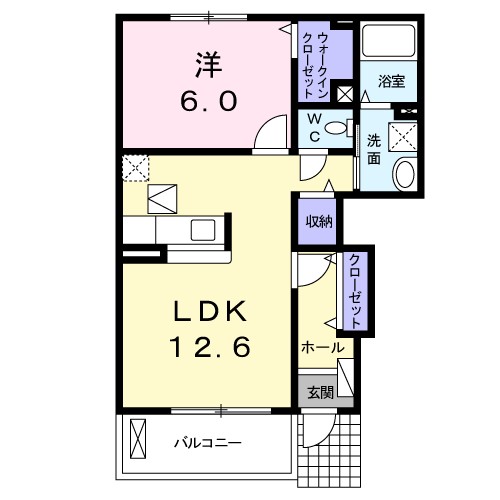 ルミエール　日野　Ⅰ 104号室 間取り