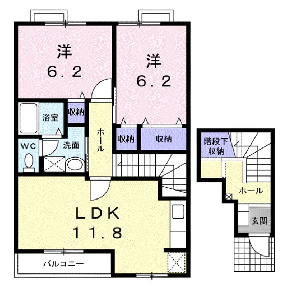 リトルグリーブ 202号室 間取り