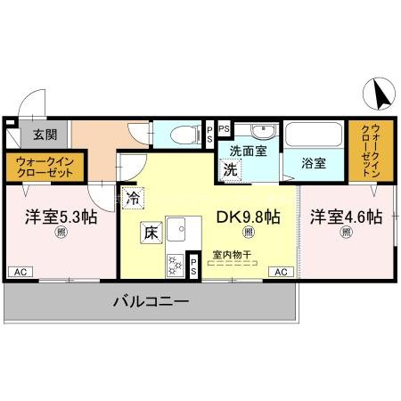 エレガンスビュー 102号室 間取り