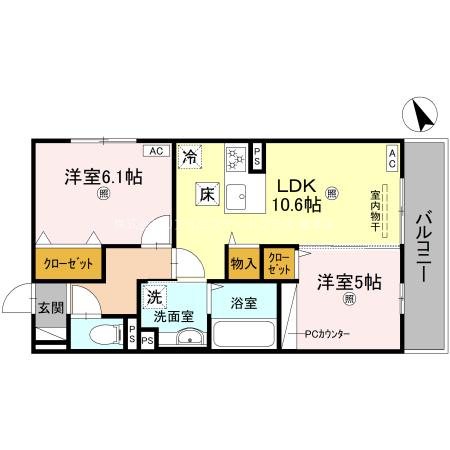 エレガンスビュー 301号室 間取り