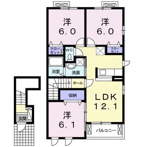 グリエラⅢ番館 205号室 間取り