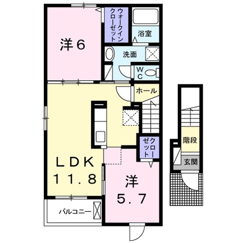 パラディヴェール 201号室 間取り