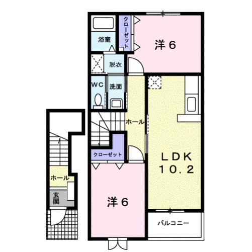 古城チェロ 203号室 間取り