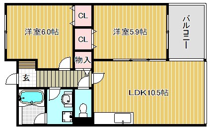 ラフラガンシア 102号室 間取り