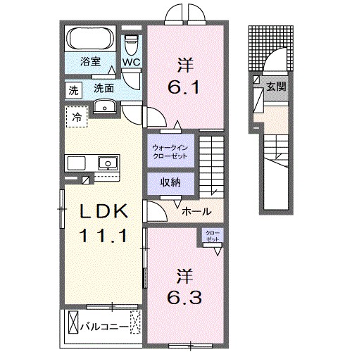 メゾンルミネ五個荘Ⅰ 203号室 間取り