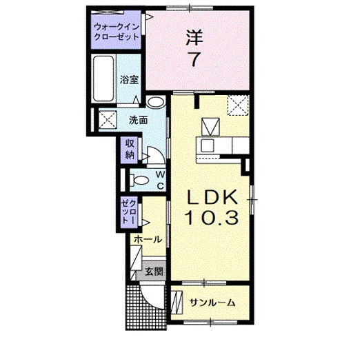 ヴィラ　ココール　Ⅱ 104号室 間取り