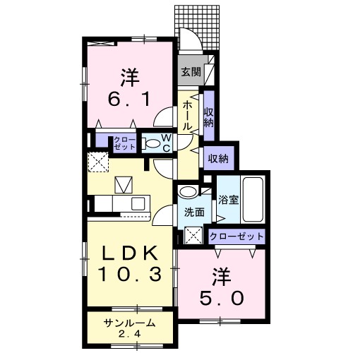 モンベル 102号室 間取り