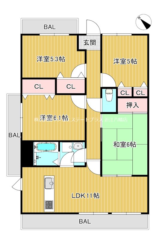 レイクイーストCITY弐番館グレーシィ稲枝 301号室 間取り