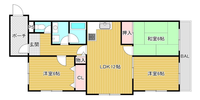 ヴィラ守山 104号室 間取り