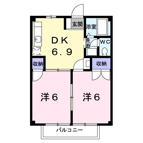 サンレイク 207号室 間取り