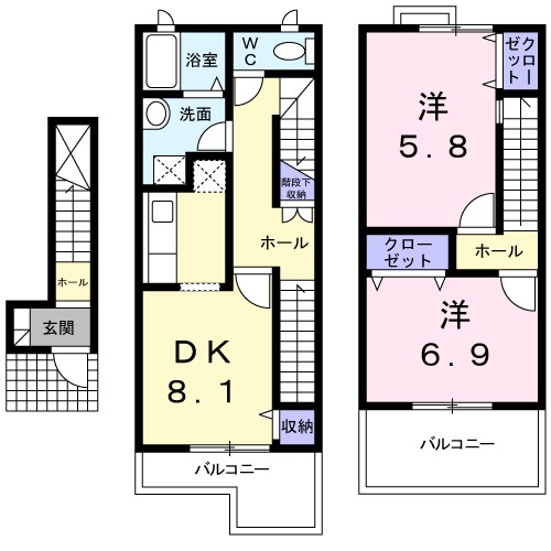 グリーンホーム南里 204号室 間取り