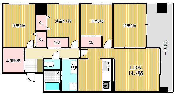 インテリジェントスクエア壱番館 504号室 間取り