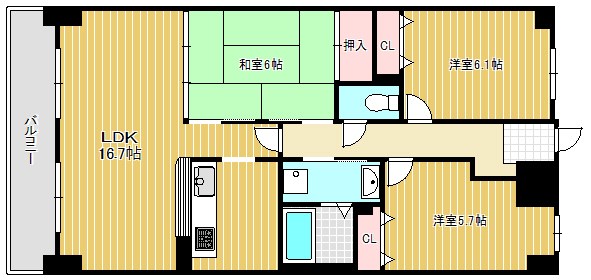 グローバル草津壱番館 105号室 間取り
