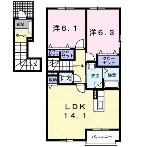 ロハスガーデン 201号室 間取り