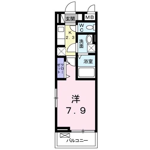 ｐａｓｔｏｒａｌｅ 205号室 間取り