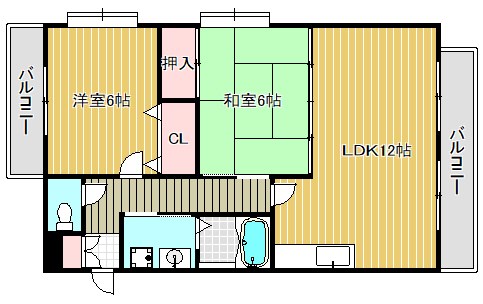 プチフルール千 212号室 間取り
