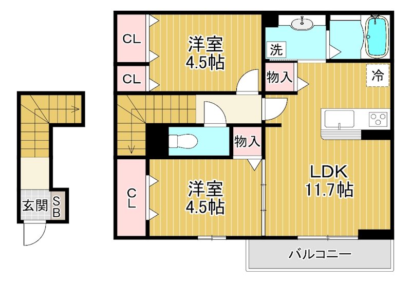 グランピア栗東 202号室 間取り