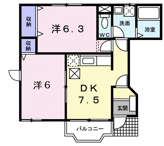 カルフールⅡ 101号室 間取り