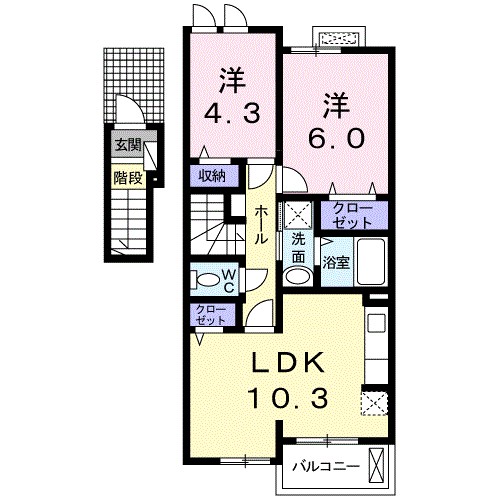 セイバリー幸 204号室 間取り