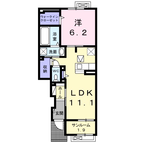 プラシード緑町ⅢＢ 103号室 間取り