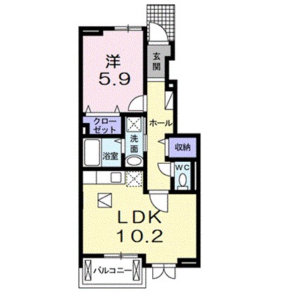 カーサ・デルソーレⅢ 104号室 間取り