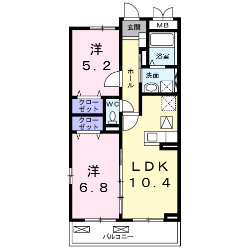 カトル　アンソレイエ 104号室 間取り