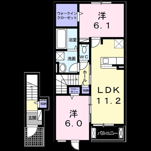 Ｙフォレスト八日市Ⅱ－Ｂ 202号室 間取り