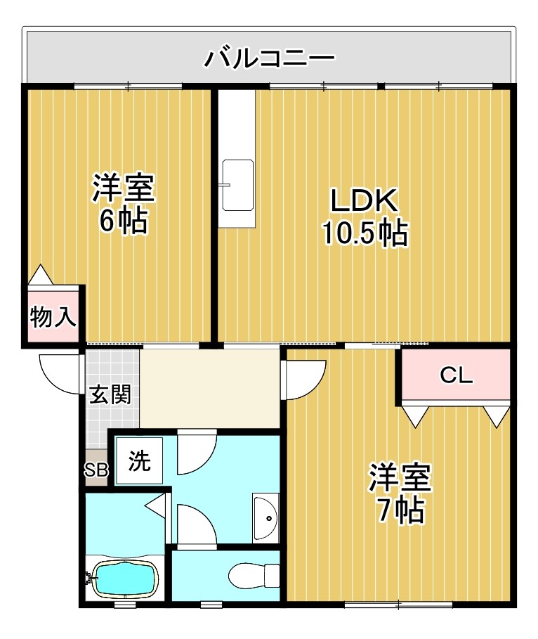 治田西部ハイツ 405号室 間取り