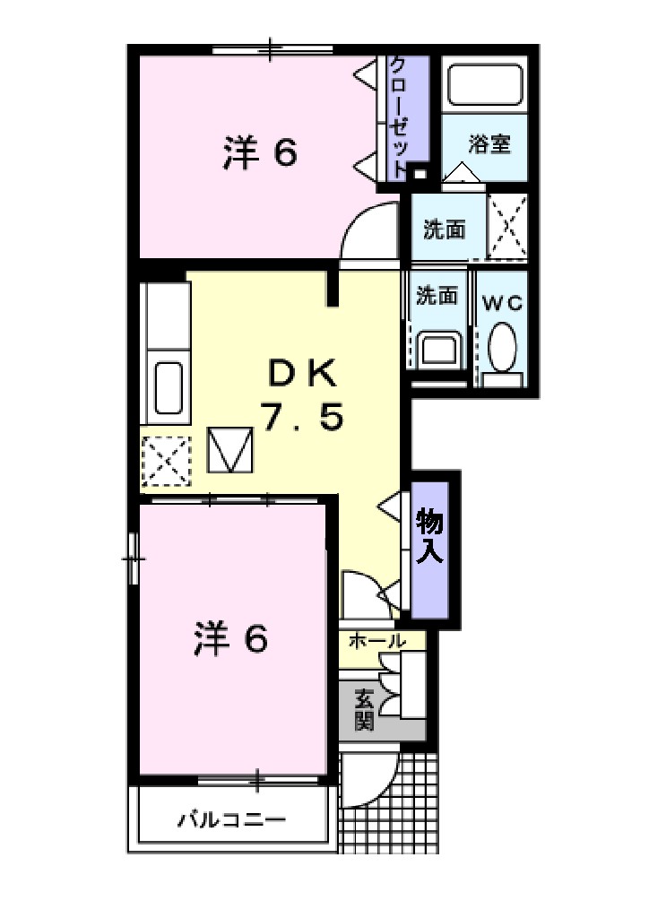 ヴィラ　アンソレイエⅢ 101号室 間取り