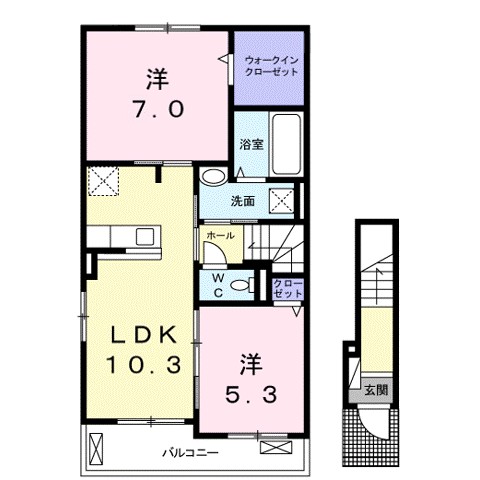 ＰｒｉｍｏＰａｓｓｏ 201号室 間取り